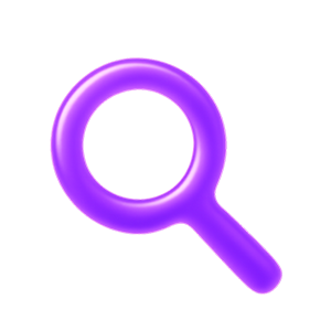 Violettes Icon einer Lupe, das für mehr Sichtbarkeit steht