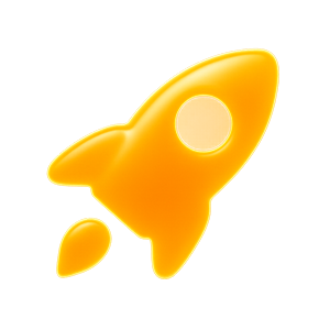 Orangenes Icon einer Rakete, das für mehr Geschwindigkeit steht