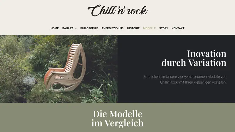 Website-Design für Chill'n'rock Düsseldorf, Natürliche Möbel