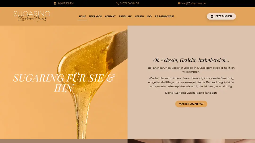 Website-Design für Zuckermaus Sugaring Düsseldorf